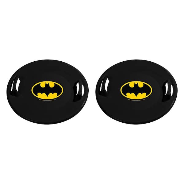 Slippery Racer 26 in. Downhill Pro Round Batman Plastic Saucer Disc Snow Sled (2-Pack)