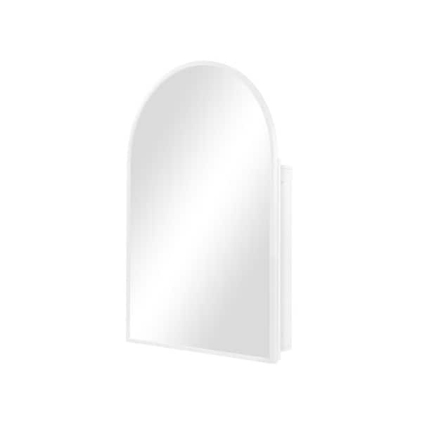 Dovelina 24 in. W x 36 in. H Arched White Recessed/Surface Mount Medicine Cabinet with Mirror