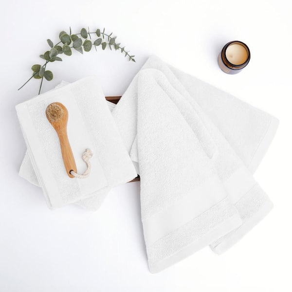 Hotel-Quality 4-Piece White Cotton Hand Towel Set