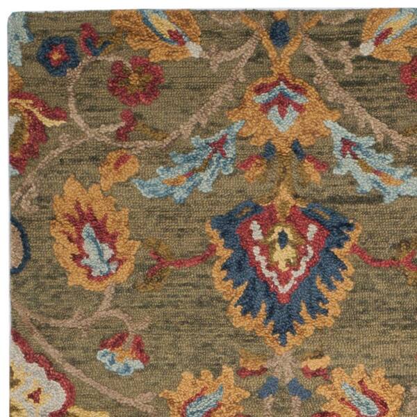 Blue 6' x 6' Round Safavieh Blossom Collection BLM902M Handmade Premium Wool Area Rug Gold Blue 6' x 6' Round Safavieh Blossom Collection BLM902M Handmade Premium Wool Area Rug Gold