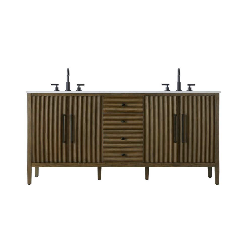 72 in. Double Sink Hazel Oak Bath Vanity with White Engineered Marble Top price history on PriceWatchPro