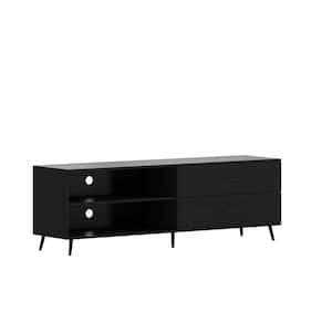 65 in. Black Entertainment Center 2-Drawer Fits Up to in