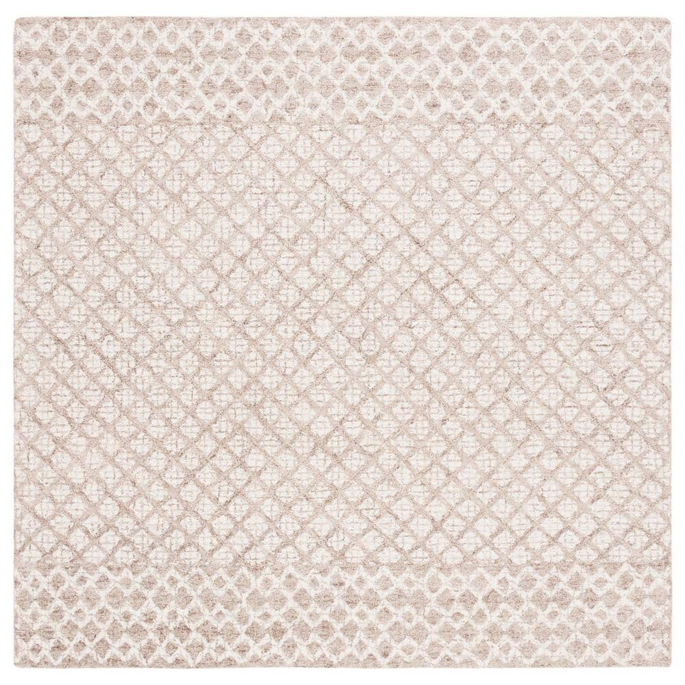 SAFAVIEH Abstract Ivory/Brown 6 ft. x 6 ft. Geometric Distressed Square Area Rug ABT203T6SQ