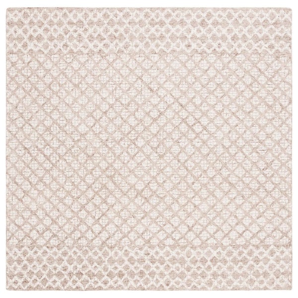 SAFAVIEH Abstract Ivory/Brown 6 ft. x 6 ft. Geometric Distressed Square Area Rug