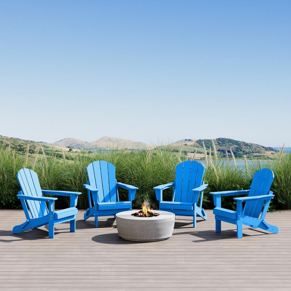 Laguna Pacific Blue Weather-Resistant Poly Adirondack Chairs Set