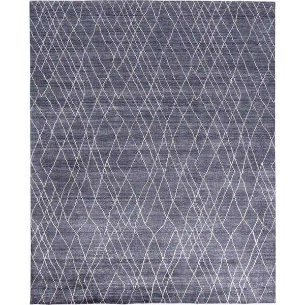 HomeRoots 8 ft. x 10 ft. Blue and Ivory Abstract Area Rug
