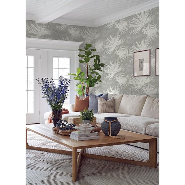 Hatteras Grey Palms Wallpaper Sample
