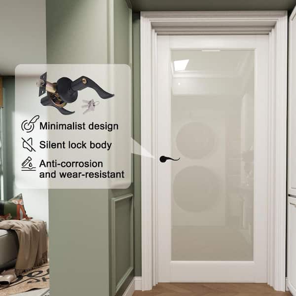 36 in. x 80 in. 1-Lite Frosted Glass Right White Solid Core MDF Single Interior Door Kit w/ Quick Assemble Jamb