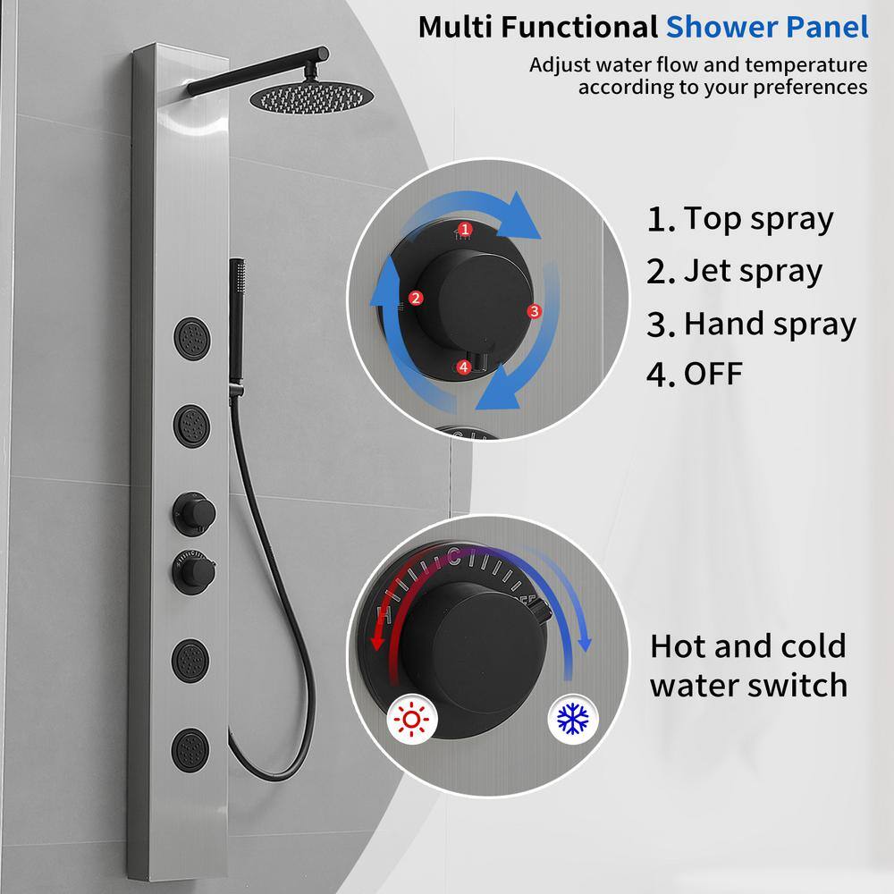 Black Nickel Multi-Function Shower Panel with Body Jets