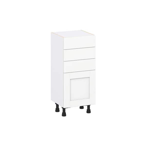 J COLLECTION Milton 15 in. W x 14 in. D x 34.5 in. H Assembled Shaker Base Kitchen Cabinet in Bright White with 3 Drawers