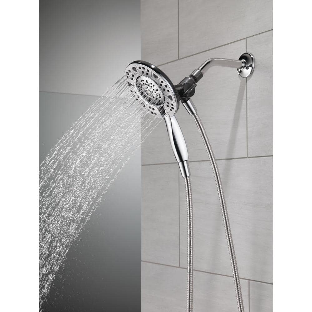 Chrome Dual Shower Head with Handheld Spray and Pulse