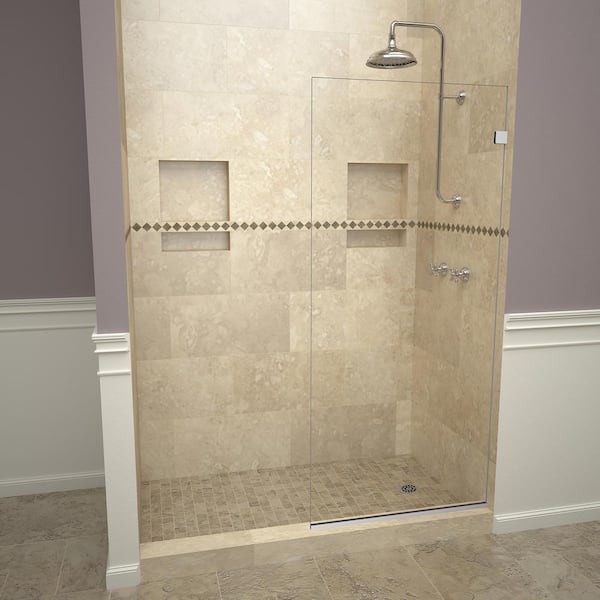 Redi Screen 2300V Series 24 in. W x 76 in. H Semi-Frameless Fixed Shower Door in Polished Chrome Without Handle
