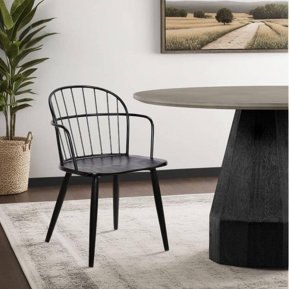 Bradley Steel Framed Side Chair in Black Powder Coated Finish and Black Bru