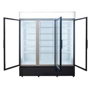 72 in. W 57 cu. ft. NSF Commercial Glass Swing 3-Door Merchandiser Refrigerator in Black