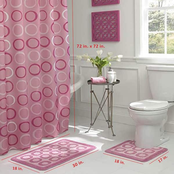 Bath Fusion Terrell Dusty Rose 15-Piece Bath Rug and Shower Curtain Set  ECB0013145 - The Home Depot