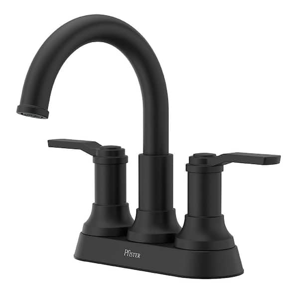 Pfister Briscoe 4 in. Centerset Double Handle Bathroom Faucet in Spot Defense Matte Black