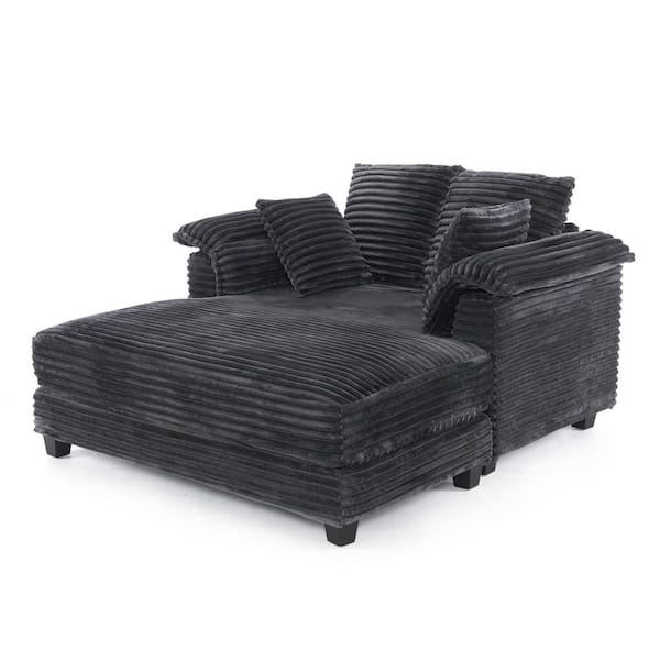 56 in. Dark Gray Corduroy Velvet Full Size Sofa Bed
