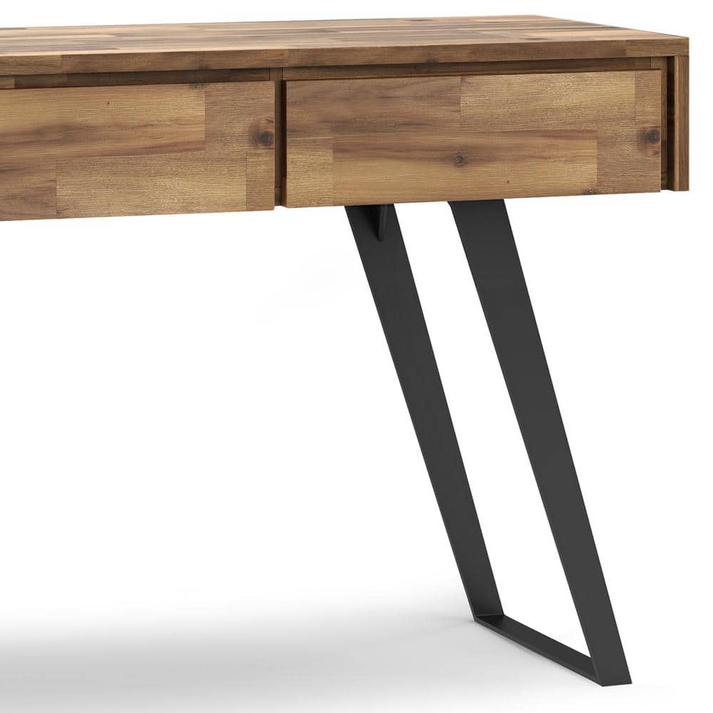 Golden Wheat Rustic Console Table with Metal Legs and Storage