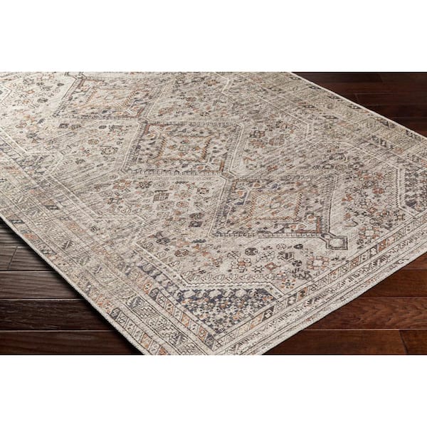 Amaka Butter Medallion 3 ft. x 8 ft. Machine-Washable Indoor Runner Area Rug