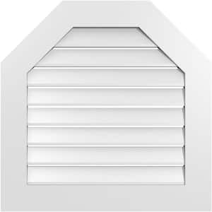 28 in. x 28 in. Octagonal Top Surface Mount PVC Gable Vent: Functional with Standard Frame
