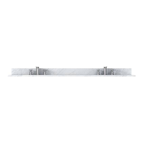 VANITYFUS 73 in. W x 22 in. D Natural Marble White Rectangular Double Sinks and Backsplash Bathroom Vanity Top in Carrara White