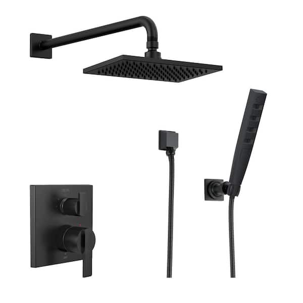 Delta Ara 4-Spray Dual Wall Mount Fixed and Handheld Shower Head 2.5 GPM in Matte Black