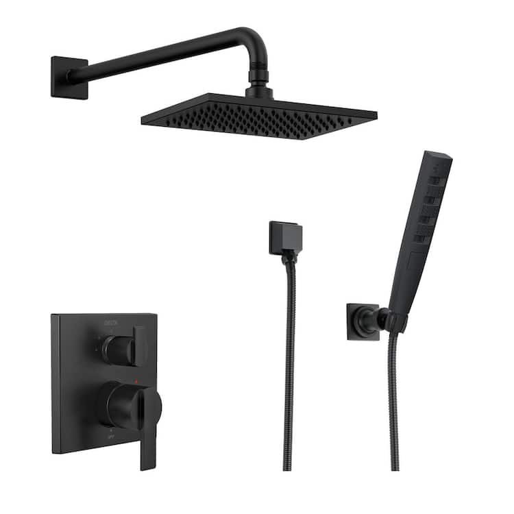 Delta Ara 4-Spray Dual Wall Mount Fixed and Handheld Shower Head 2.5 GPM in Matte Black