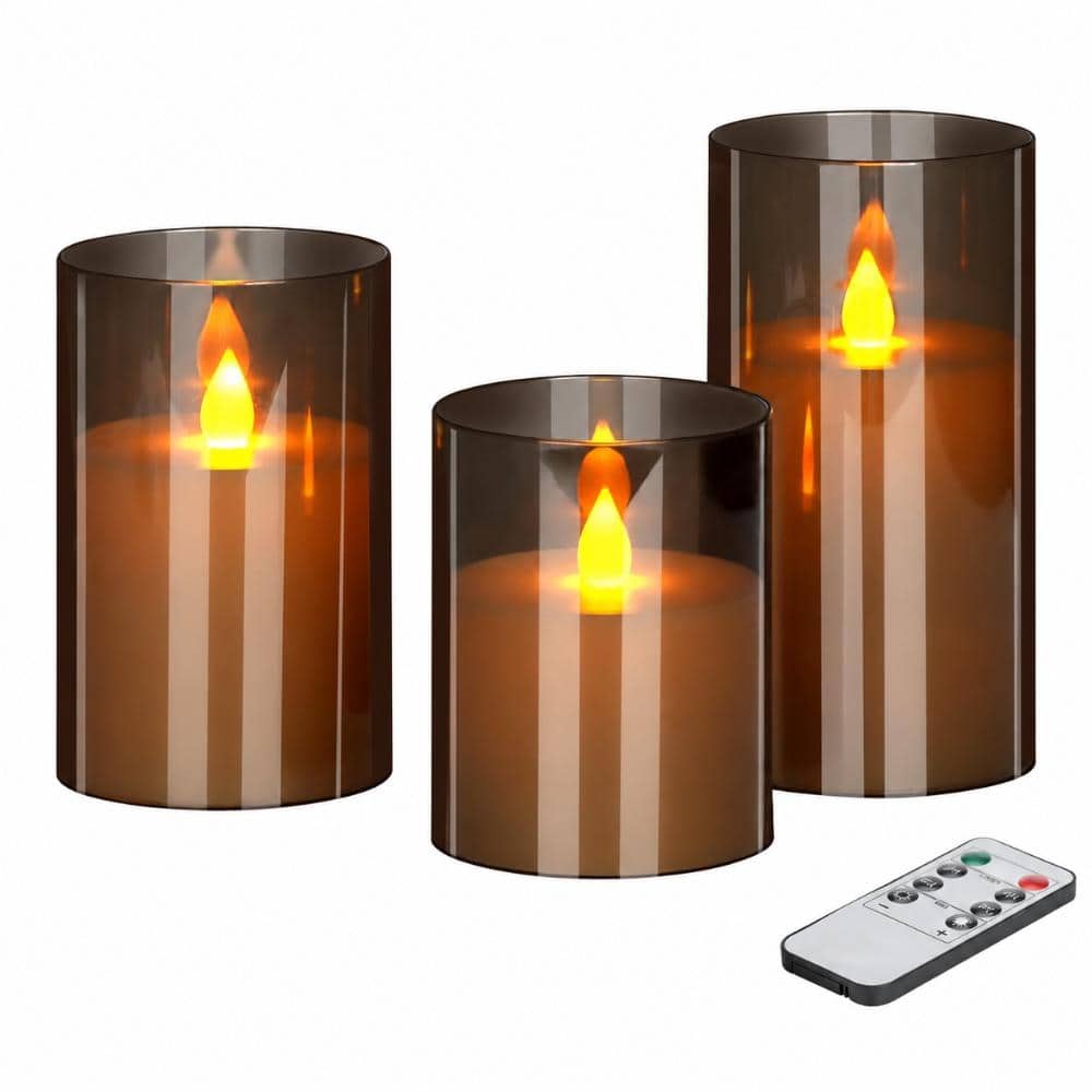 Flameless Acrylic Pillar Candles 3 Inch Diameter Set of 3 Heights 4 5 6 Inch LED Flickering with Remote and Timer price history on PriceWatchPro