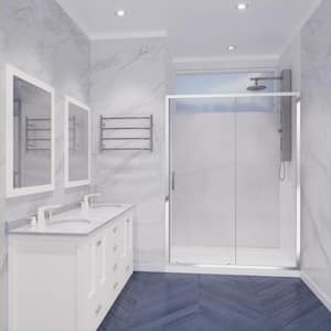 Halberd 48 in. x 72 in. Framed Sliding Shower Door with TSUNAMI GUARD in Polished Chrome