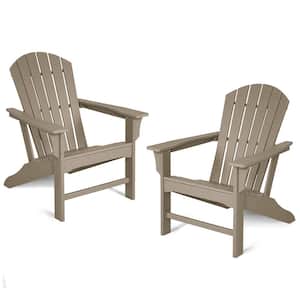 All-Weather Brown Plastic Adirondack Chair (2-Pieces)