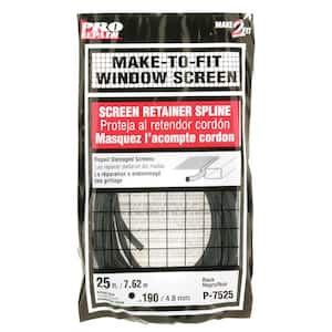 Screen Retainer Spline, 0.195 in., 25 ft., Black