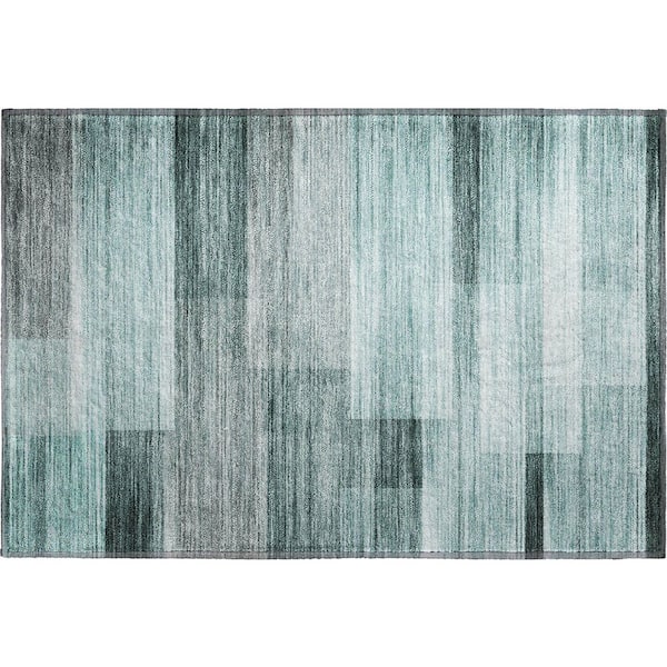 Mayfield Premium Machine Washable Abstract AMF2082 Teal 2 ft. x 3 ft. Accent Rug