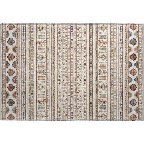Mayfield Premium Machine Washable Abstract AMF2244 Ivory 2 ft. x 3 ft. Accent Rug