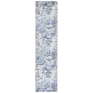 Skyler Collection Light Blue/Gray 2 ft. x 9 ft. Abstract Striped Runner Rug