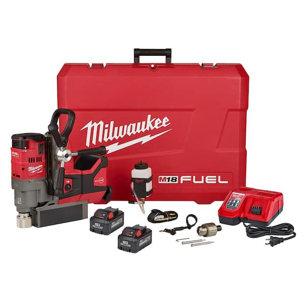 Milwaukee 18V Lithium-Ion Brushless Cordless 3/4 in., 1-1/2 in. Magnetic Drill High Demand Kit with Two 8.0Ah Batteries