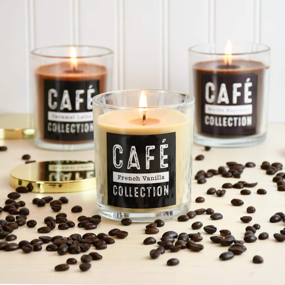 Gold Lid Coffee Scented Glass Jar Candle Set