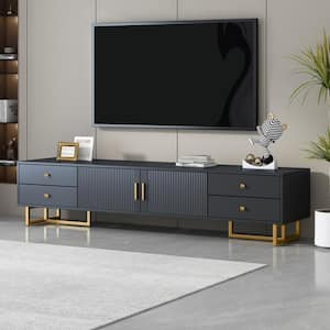 Modern TV Console, TV Stand Fits TV's up to 65 in. with Storage, TV Media Console Table, Black