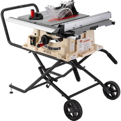 GENESIS 10 in. 15 Amp Table Saw with Metal Stand, Miter Gauge, Push Stick  and Rip Fence GTS10SC - The Home Depot