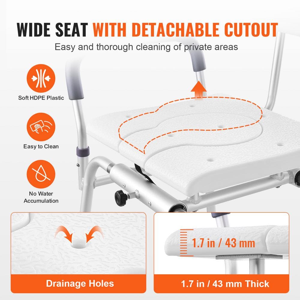 White Adjustable Plastic Sliding Tub Transfer Bench