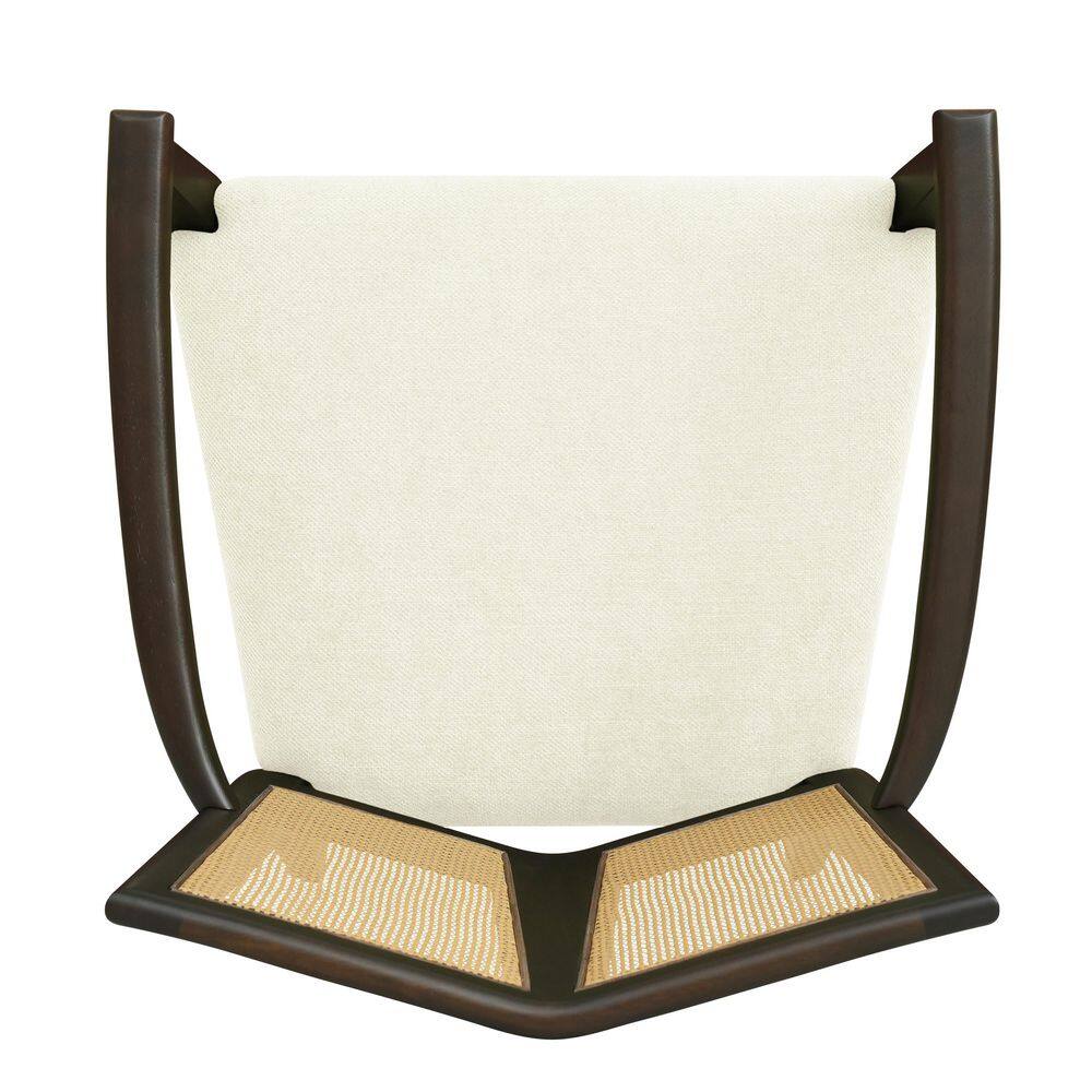 Dark Brown and Beige Rubberwood Arm Chairs with Cane Webbing