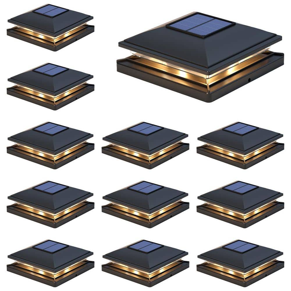5.5 in. x 5.5 in. Steel 2-Modes Bright Solar Post Cap Lights for Outdoor Garden Patio Fence Deck Post, Black (12-Pack) price history on PriceWatchPro