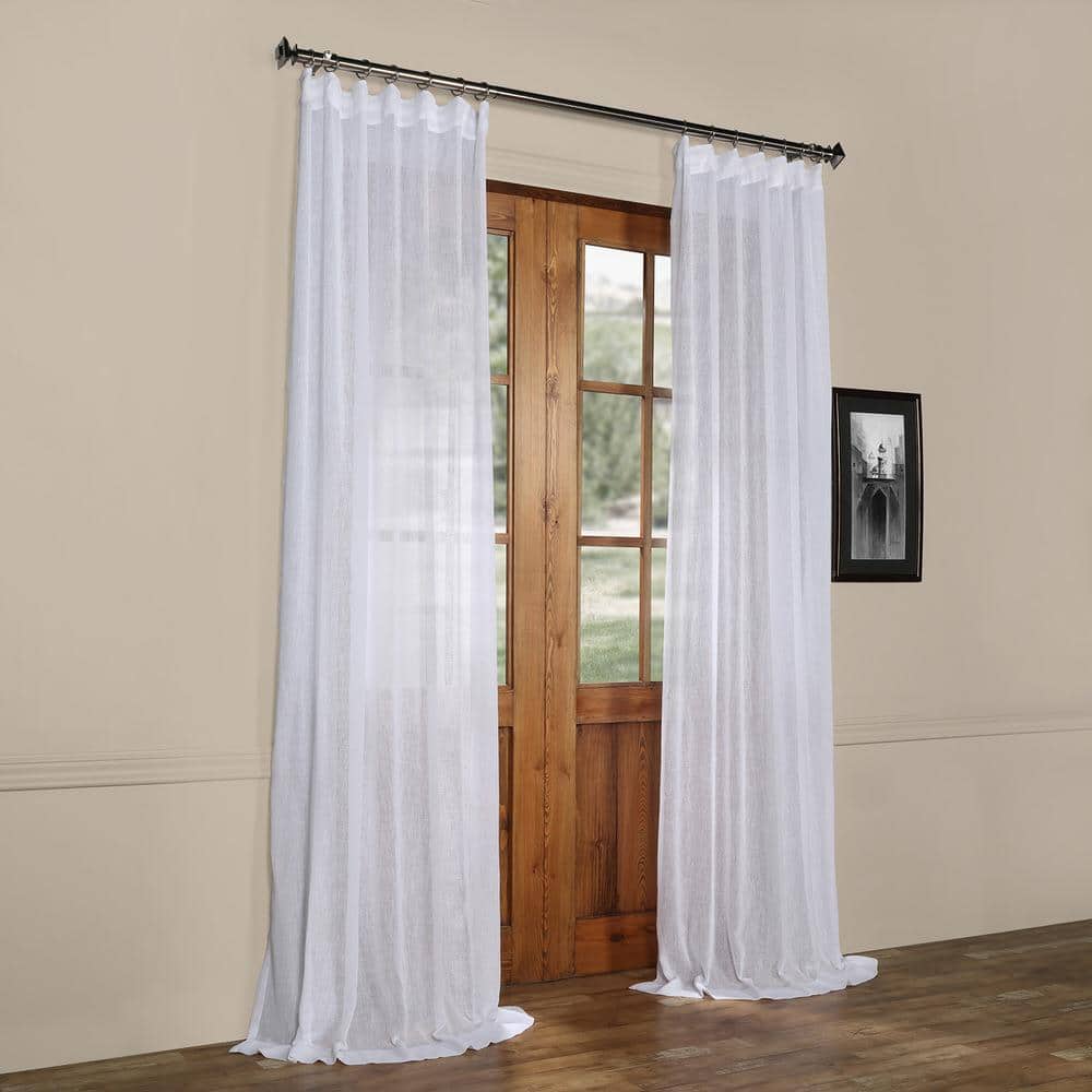 Aspen White Faux Linen Sheer 96" Window Panel