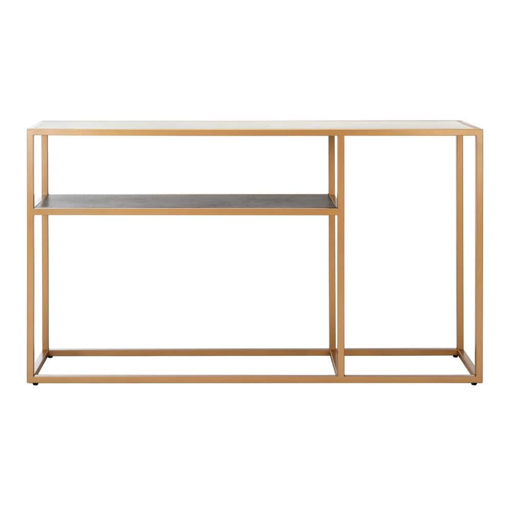 Octavia Transitional 54'' Black & Gold Metal Console Table with Storage