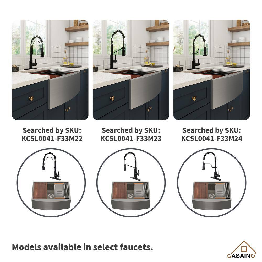 33'' Stainless Steel Farmhouse Kitchen Sink with Matte Black Faucet