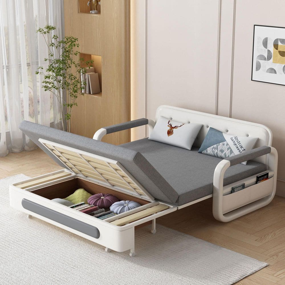 THE RIGHT PATH 62.2 in. Dark Grey Twin Size Fabric with