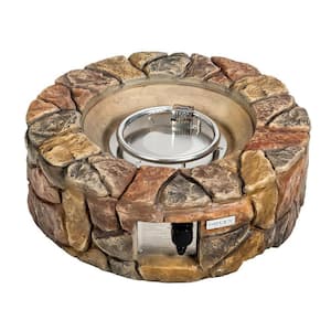 28 in. 40000 BTU Stone Gas Stove Fire Pit for Outdoor Patio Garden Backyard-Nature