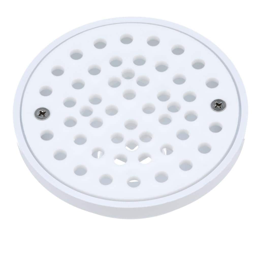White Round Plastic Floor Drain with Strainer