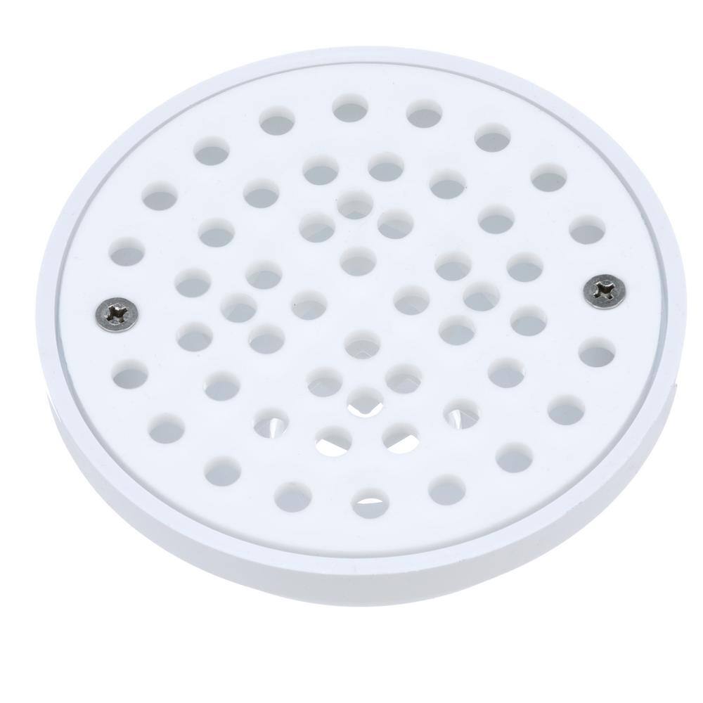 White Round Plastic Floor Drain with Strainer