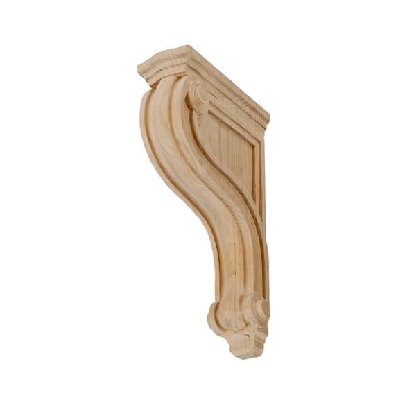 American Pro Decor 12-3/8 in. x 2-7/8 in. x 7-3/8 in. Unfinished Large North American Solid Alder Classic Traditional Plain Wood Corbel