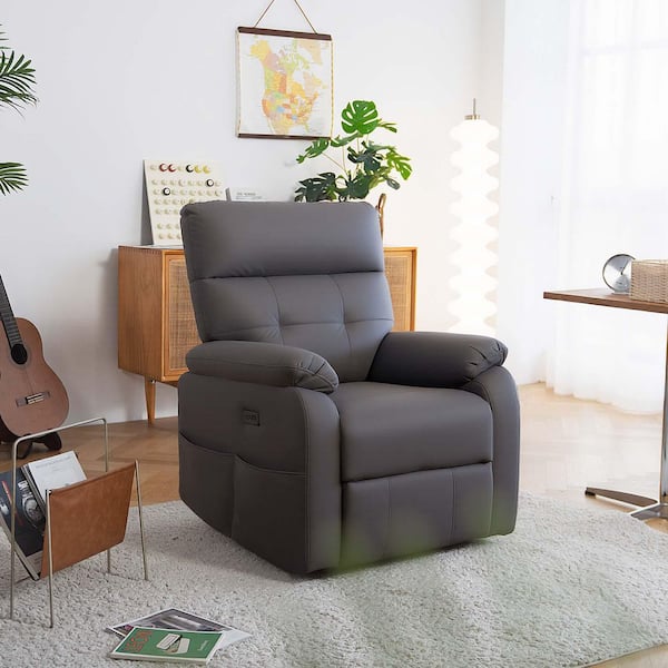 Unbranded Dark Gray Tech Cloth Zero Gravity Recliner Chair Electric Reclining Chair Single Sofa Chair with Lumbar Support